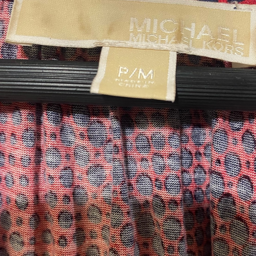 MICHAEL Michael Kors Women's Red with Navy Dot Print 3/4 Sleeve Top Size PM - Picture 11 of 16